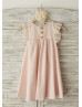 Blush Pink Cotton Knee Length Flower Girl Dress 